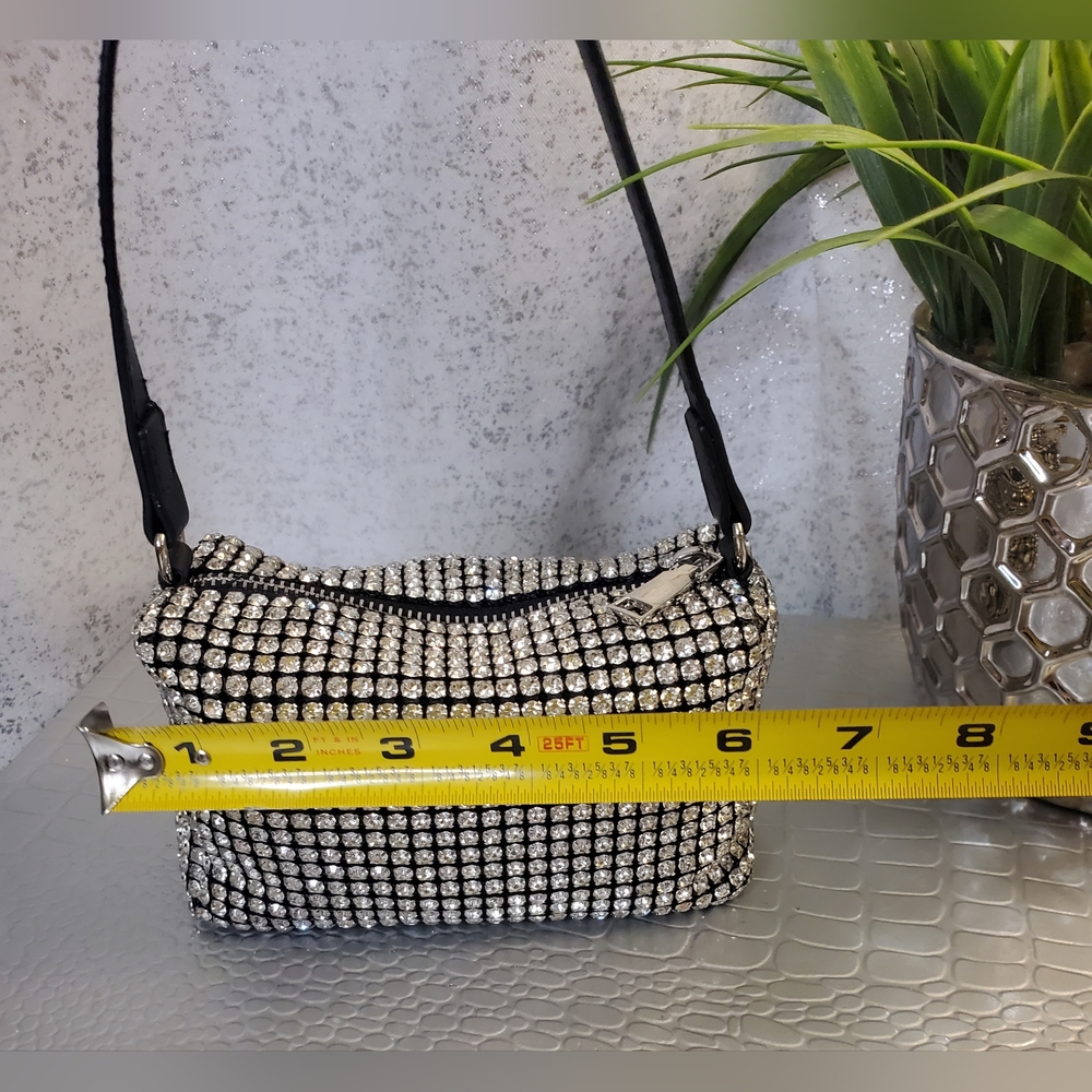 Urban Expressions Ginger Evening Rhinestone Mini Bag Silver Black - Picture 8 of 16